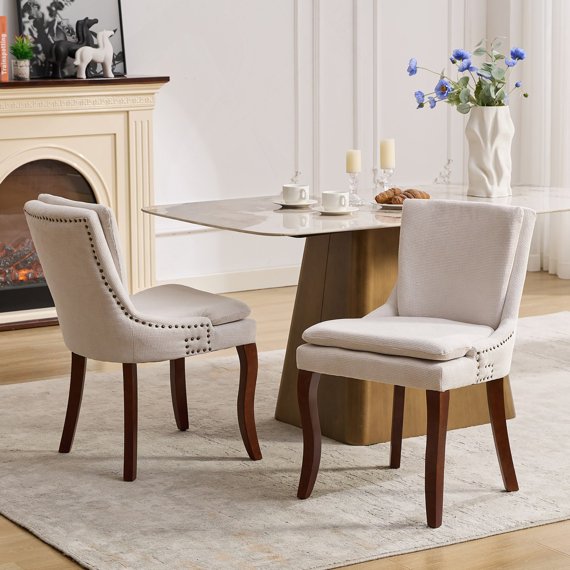 Lark Manor™ Modern Dining Chairs Set of 2,Double-layer Cushioned ...