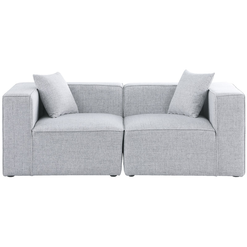 Cube Upholstered 72'' Loveseat, Grey Linen Textured Fabric
