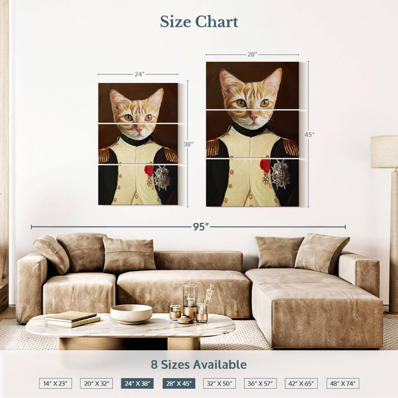 Portrait de chat Napoléon, H 38 po x l 24 po