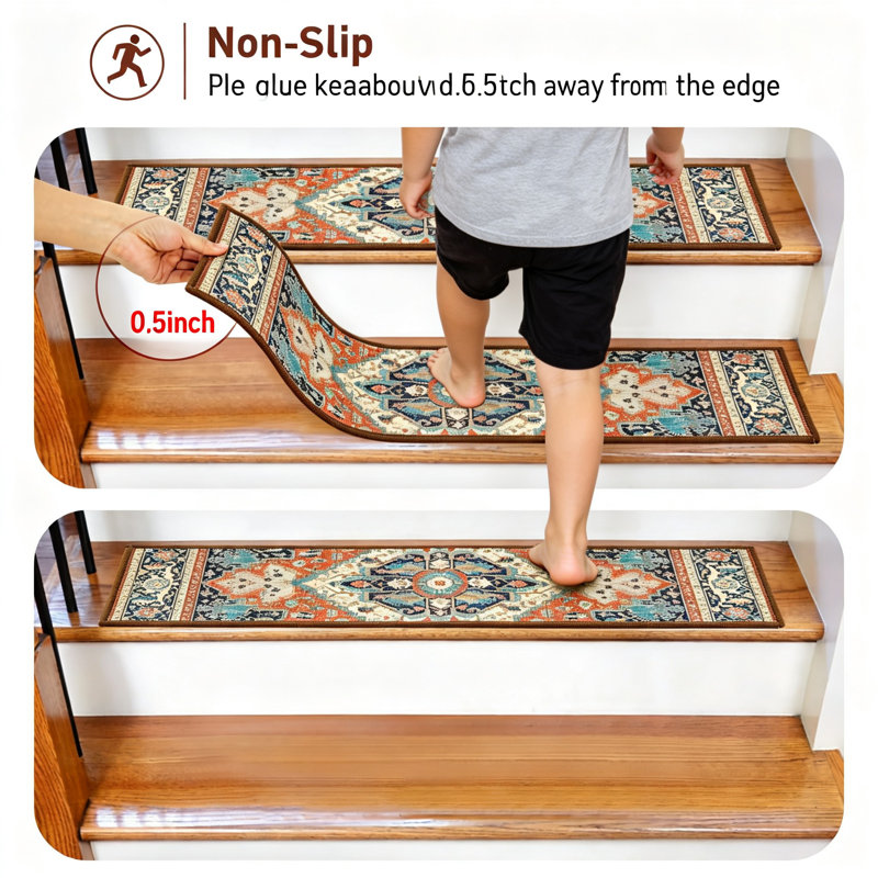 Tapis d'escalier antidérapant, paquet de 15 (rouge)