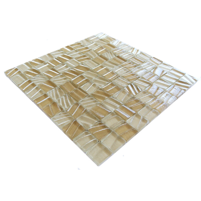 New Era 12 in. x 12 in. Textured Glass Straight Edge Square Mosaic Wall & Pool Tile, Sunglow