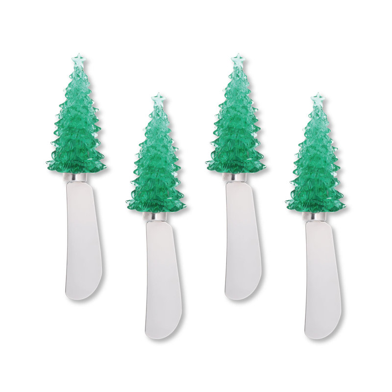 Holiday Tree Transparent Polyresin Cheese Spreader, S4