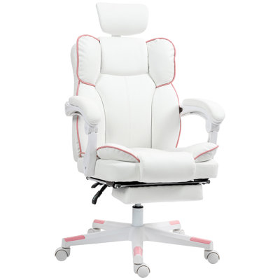Executive Office Chair, High Back Desk Chair with Headrest, Swivel Wheels, Foot Rest, Overstuffed Reclining PU Leather Computer Chair for Home