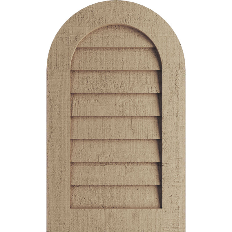 Timberthane Round Top Faux Wood Non-Functional Gable Vent, Primed Tan, Riverwood, 36" H x 18" W x 1" L