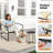Patio 3-Piece Metal Sling Chat Set With Grey Cushions-1218043552
