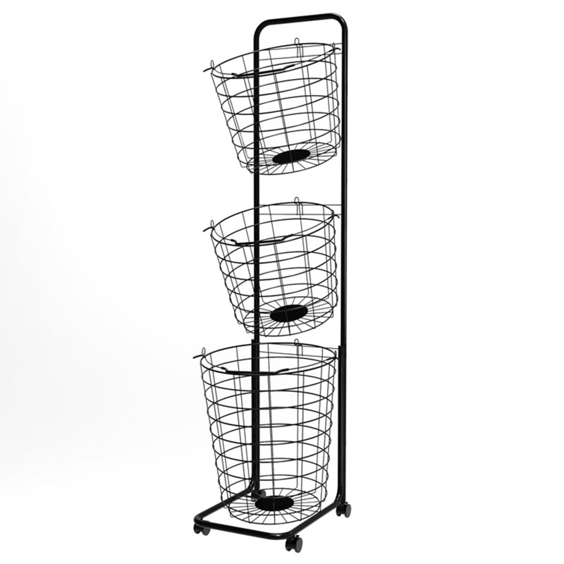 Metal Rolling Laundry Sorter with Handles, Black