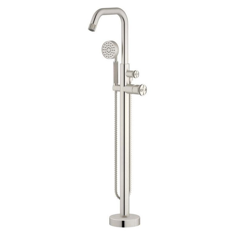 Robin Floor Bath Shower Mixer Bath Filler with Diverter, Brushed Nickel