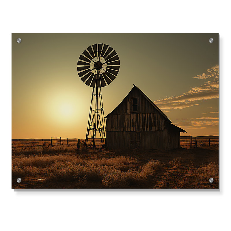 Wind Turbines Modern Energy - Art mural en acrylique pour l'éolienne, H 16 po x l 32 po