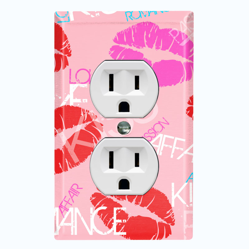 Patterned 1 - Gang Duplex Outlet Standard Wall Plate, Pink