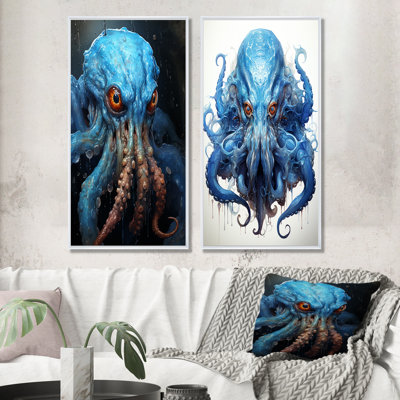 Azure Octopus Cephalopod - Octopus/Squid Canvas Prints Set Of 2