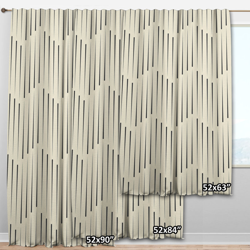 Panneau de rideau simple semi-transparent abstrait moderne en marbre blanc, Blanc/noir, L 52 po x L 84 po