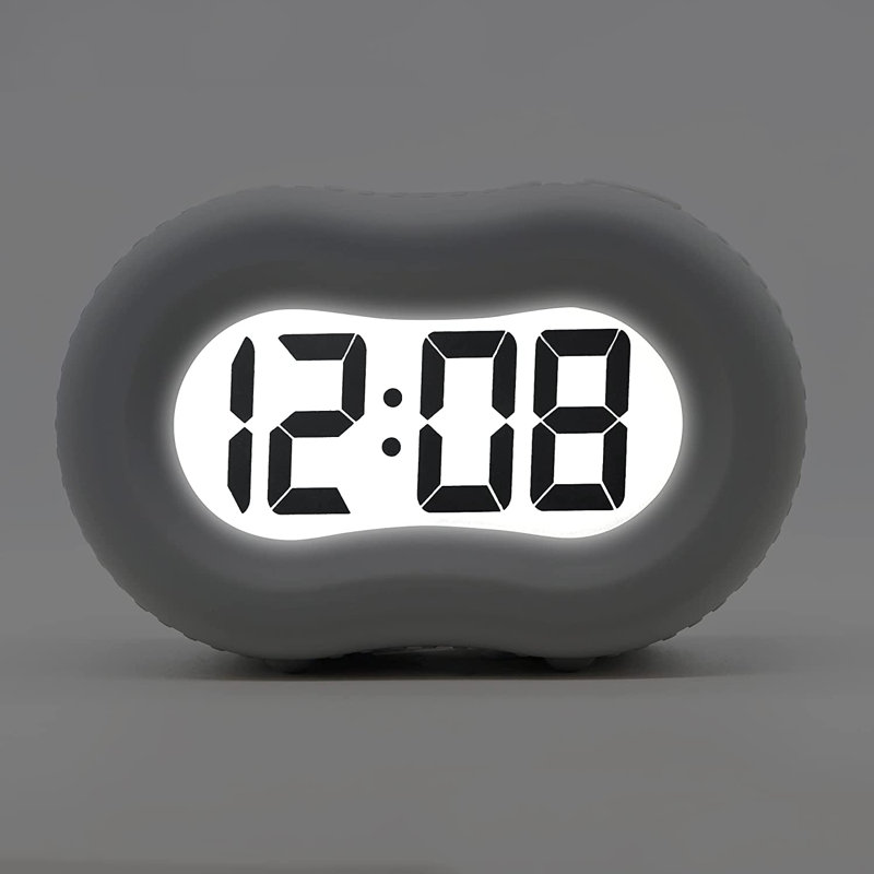 Réveil-matin en caoutchouc blanc TL, gris