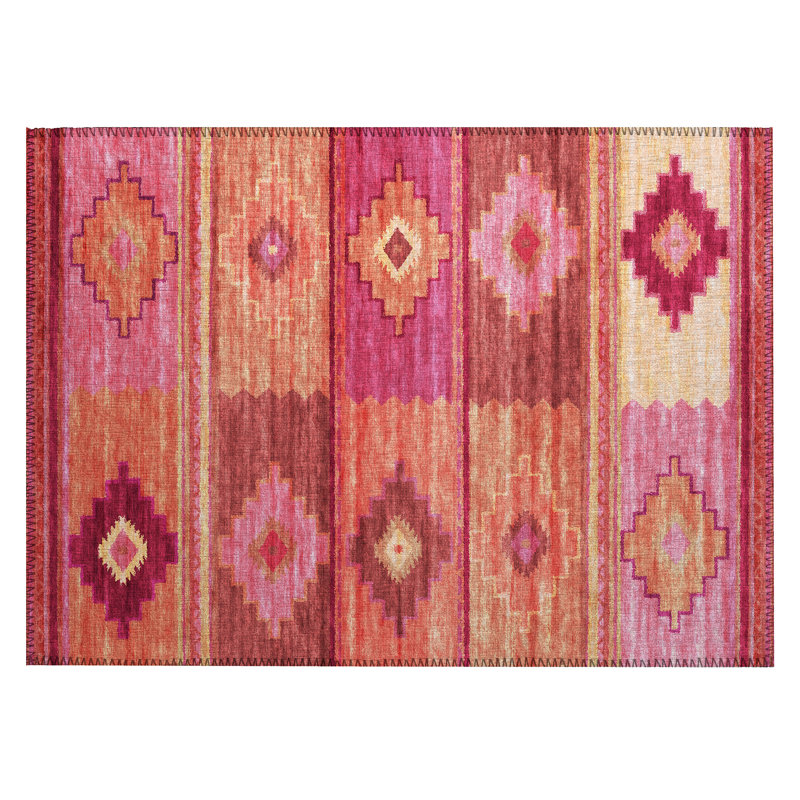 Kaede Washable Southwestern Indoor / Outdoor Rug, Rectangle 1'8" x 2'6"