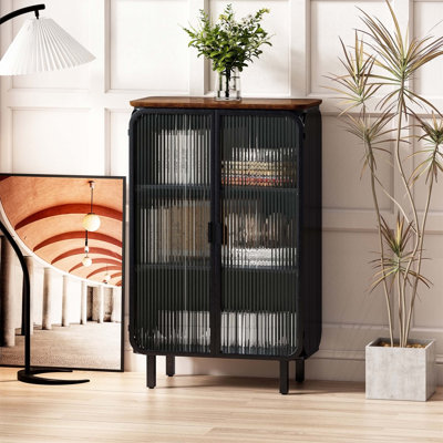 Armoire moderne 28,35 po à deux portes avec rangement à trois niveaux et dessus en sapin unique