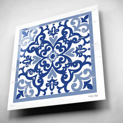 «Blue Tile VI» par Cindy Jacobs, art mural en verre acrylique