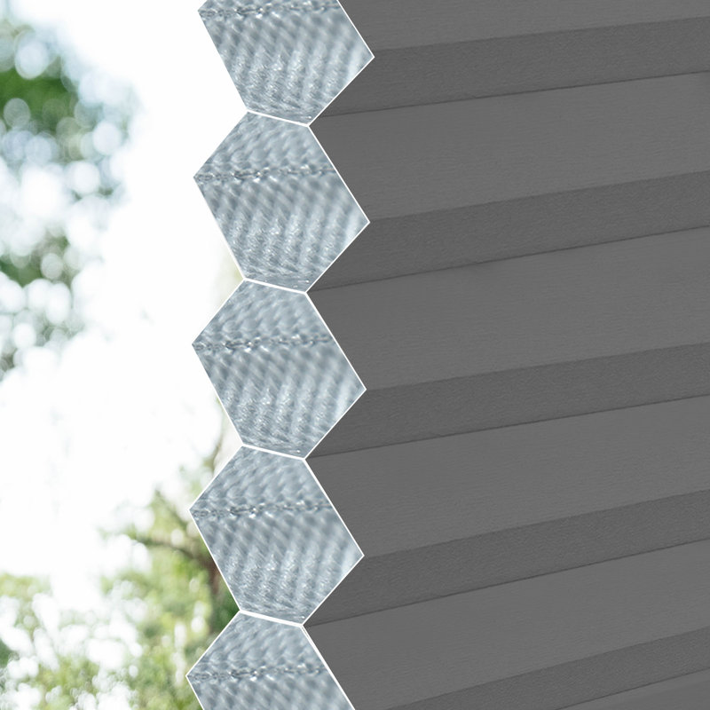 Store alvéolaire sans cordon occultant, Blanc / gris, L 64 po x l 39 po