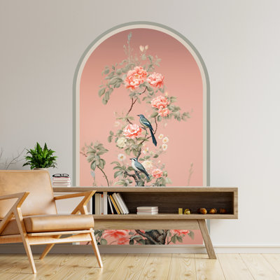 Birds and Flowers, Classic Chinoiserie Non-Wall Damaging Wall Decal