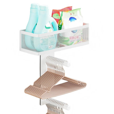 Magnetic Storage Basket & Hanger Rack 2-Piece Set, White