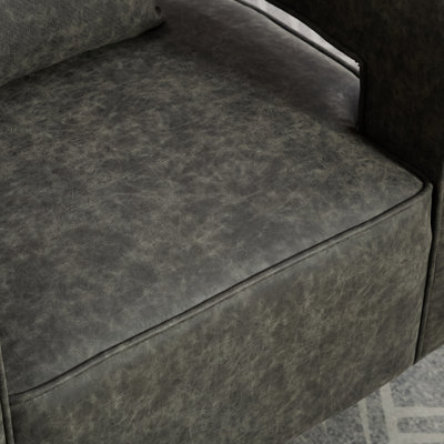 Fauteuil demi-tonneau de 28,9 po pivotant avec dossier ouvert et fauteuil moderne avec base patinée pour chambre d'enfant, salon, bureau, fauteuil de club