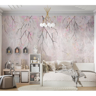 Papier peint floral - Amusement rose