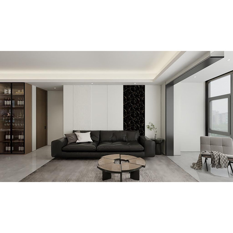 2 piece PPF Decorative Black Marble Wall Panels/Ceiling Tiles (2 Panels), 23.2" x 98.5"