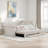 Upholstered Daybed With Trundle, Three Drawers And Vertical Striped Design-1131403114-1131403124