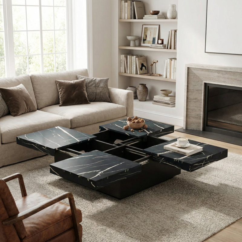 Pedestal Coffee Table with Storage
