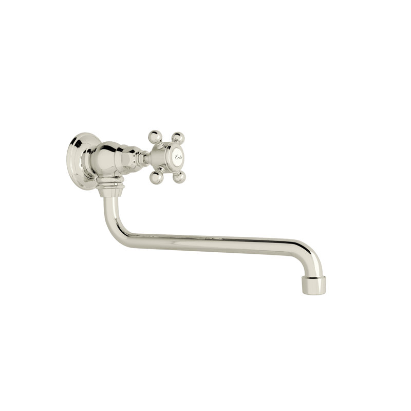 Country Kitchen Pot Filler, Polished Nickel, Cross Handle