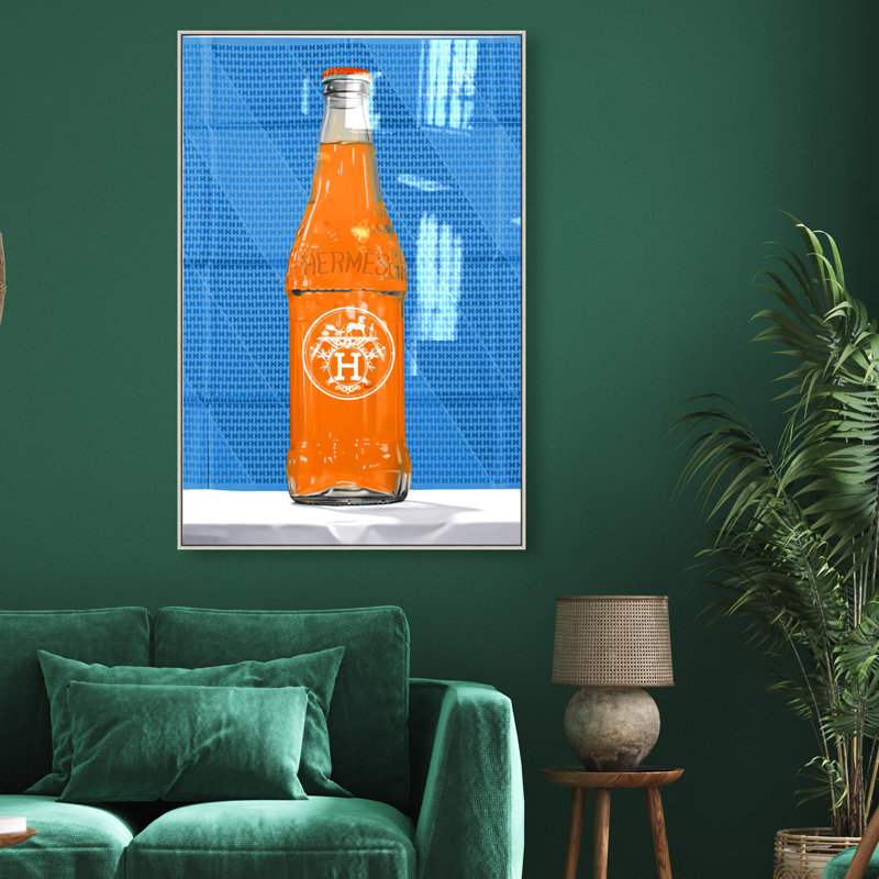 Oliver Gal Vibrant Orange Revival Fashion and Glam - Hand-Applied Glass Coat Framed Canvas Art, 45" H x 30" W, Silver