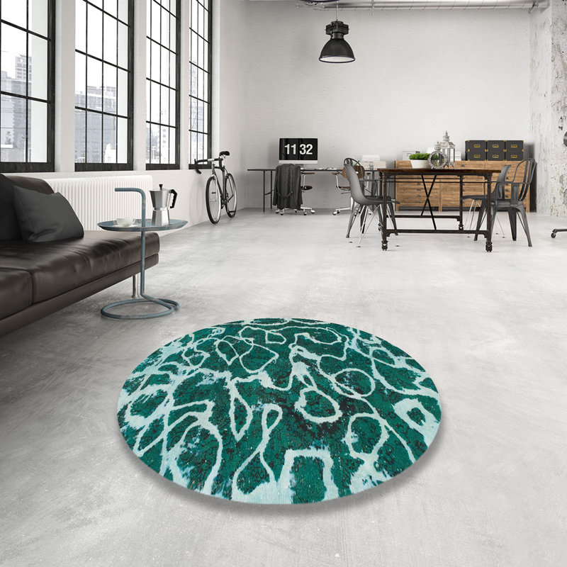 Tapis décoratif multicolore à motif abstrait, Rond 7 pi