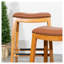 Tabouret de bar de 61 cm (24 po) avec siège en selle, revêtement en cuir reconstitué finition naturelle et structure en bois dur
