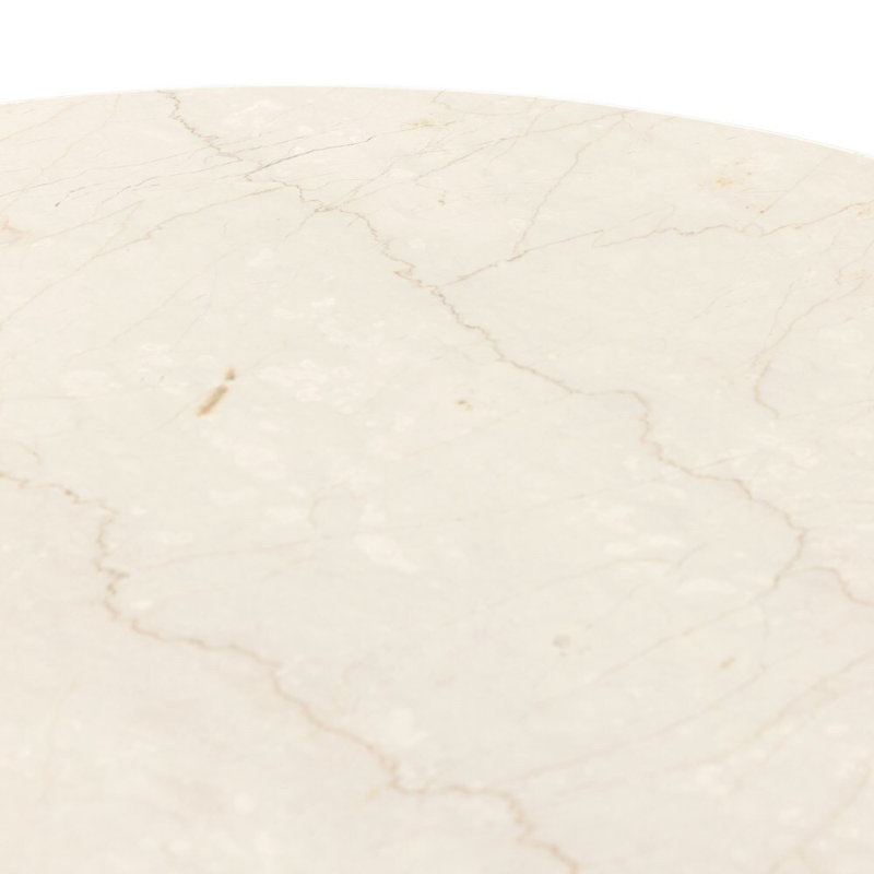 Ivory Oval Marble Dining Table with Iron Base for Six