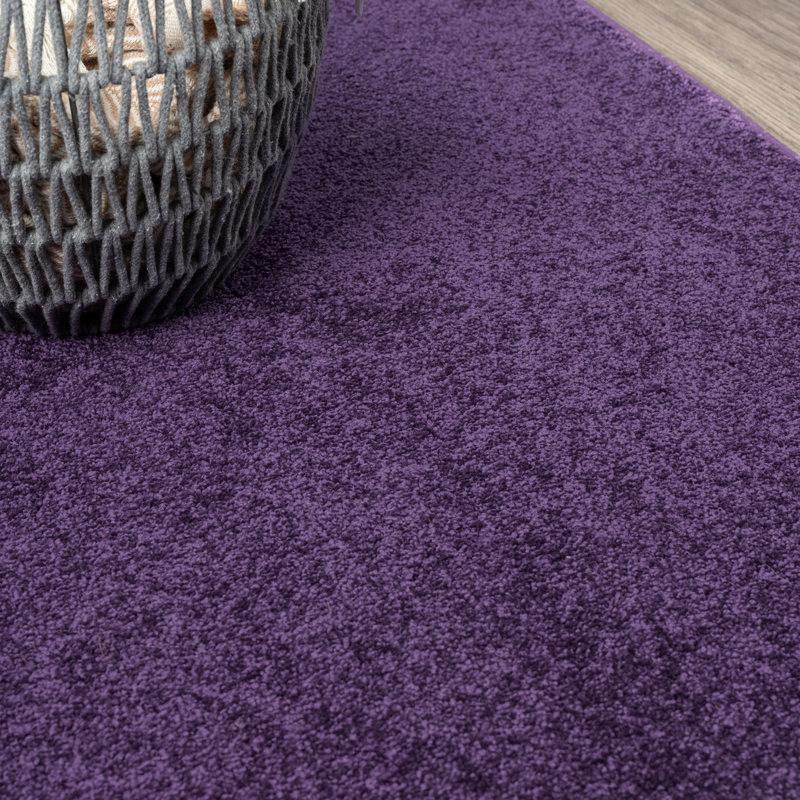 Tapis mauve à poils courts Athaniel, Ovale 3 pi x 5 pi