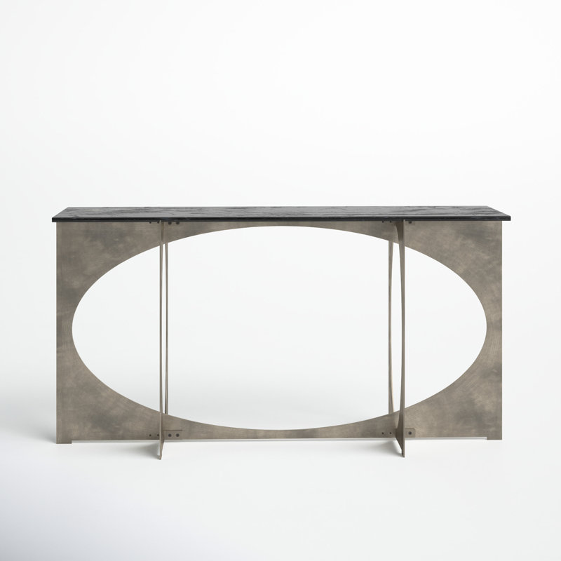 Giles 60'' Marble Top Console Table, Black/Nickel