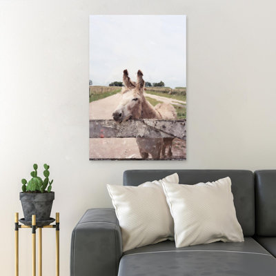 " A Beige Mule By Fence " Painting Print