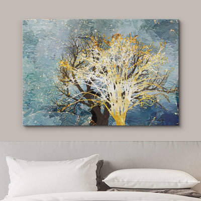 Aquarelle, pastel doré, forêt, arbre, nature sauvage, illustrations, art, décor rustique