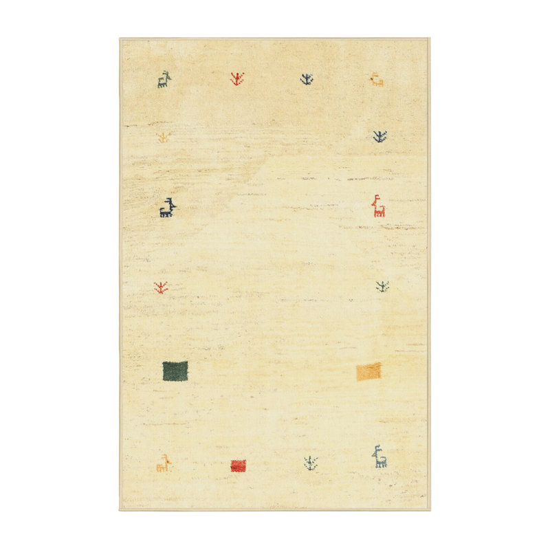Tapis abstrait beige, Rectangle 5 pi x 7 pi