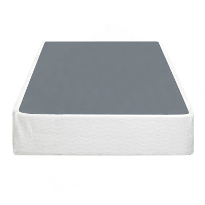 Twin Mattress Foundation 1Pc Black Metal Frame With Textured Fabric Cover