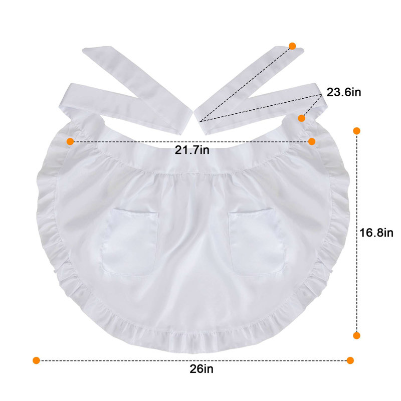 2 Pack Fashion Waist Apron Kitchen Cooking Restaurant Bistro Half Aprons with Pockets for Women