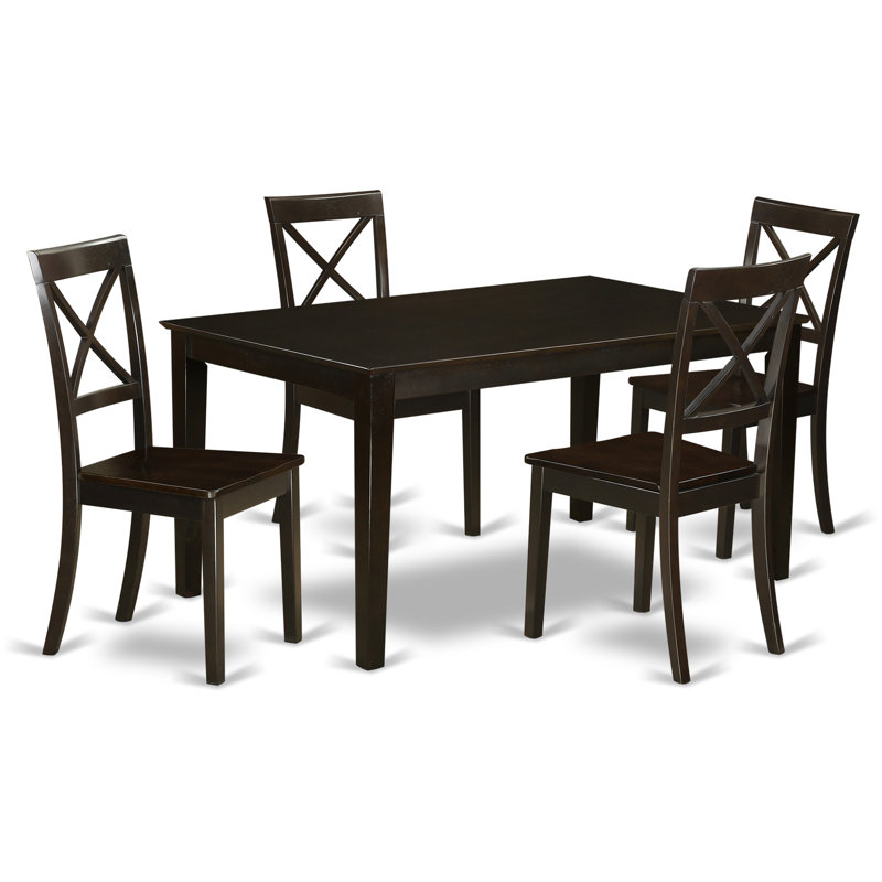 5 Piece Dining Table Set for 4 Includes a Rectangle Kitchen Table and 4 Dinette Chairs, 36x60 Inch, Cappuccino
