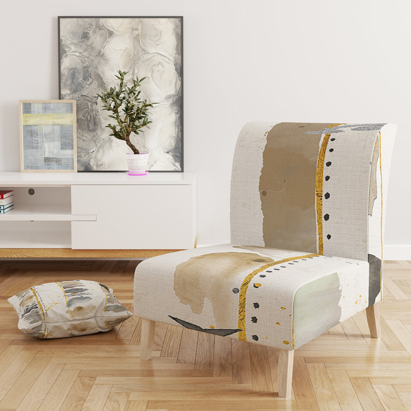 Abstract Gold Birch Trees I - Modern Upholstered Slipper Chair