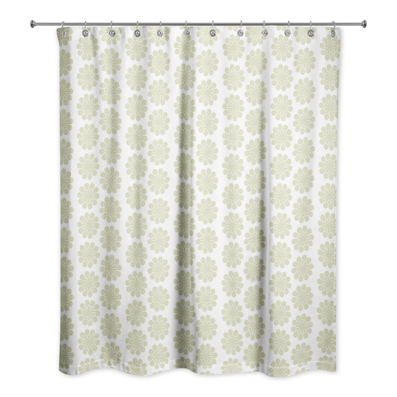 Tan Floral Pattern Polyester Shower Curtain, 71x74