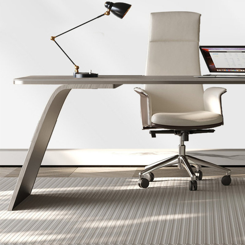 Bureau en acier fritté en acier inoxydable, Gris / Blanc, H 29,92 po x l 55,12 po x P 27,56 po