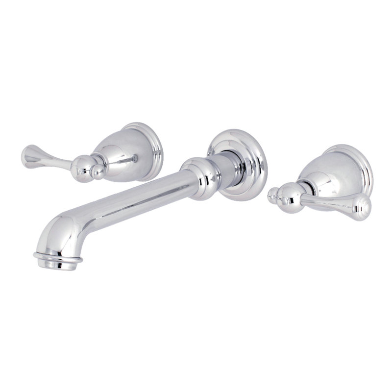 Kingston Brass English Country Two-Handle 3-Hole Wall Mount Roman Tub Faucet, Polished Chrome