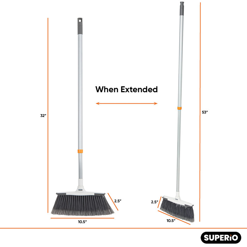 Gris Superio, balai à angle mince, balai robuste, brom d'intérieur, balai d'angle extérieur avec poignée extensible, balai pliable durable pour la maison, la cuisine, le véhicule récréatif, le voyage,