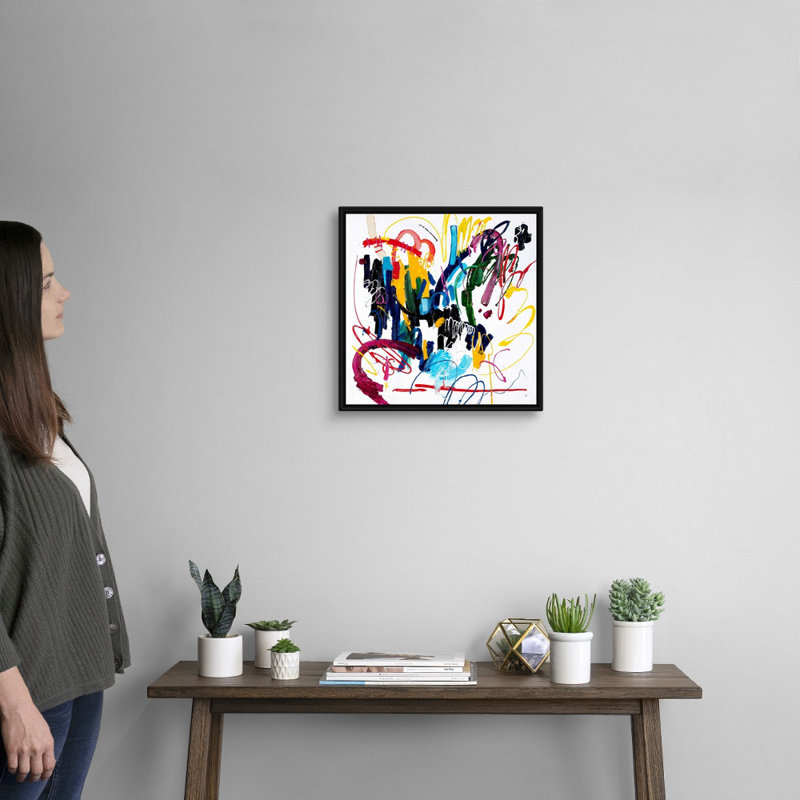 «Live It up» par Joshua Schicker, reproduction d'art graphique sur toile, Cadre flottant noir, H 18 po x l 18 po x P 1,75 po