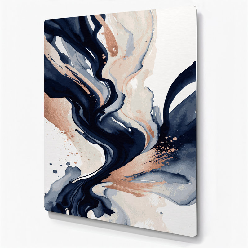 Aquarelle abstraite, art mural en métal beige 92, H 10 po x l 8 po