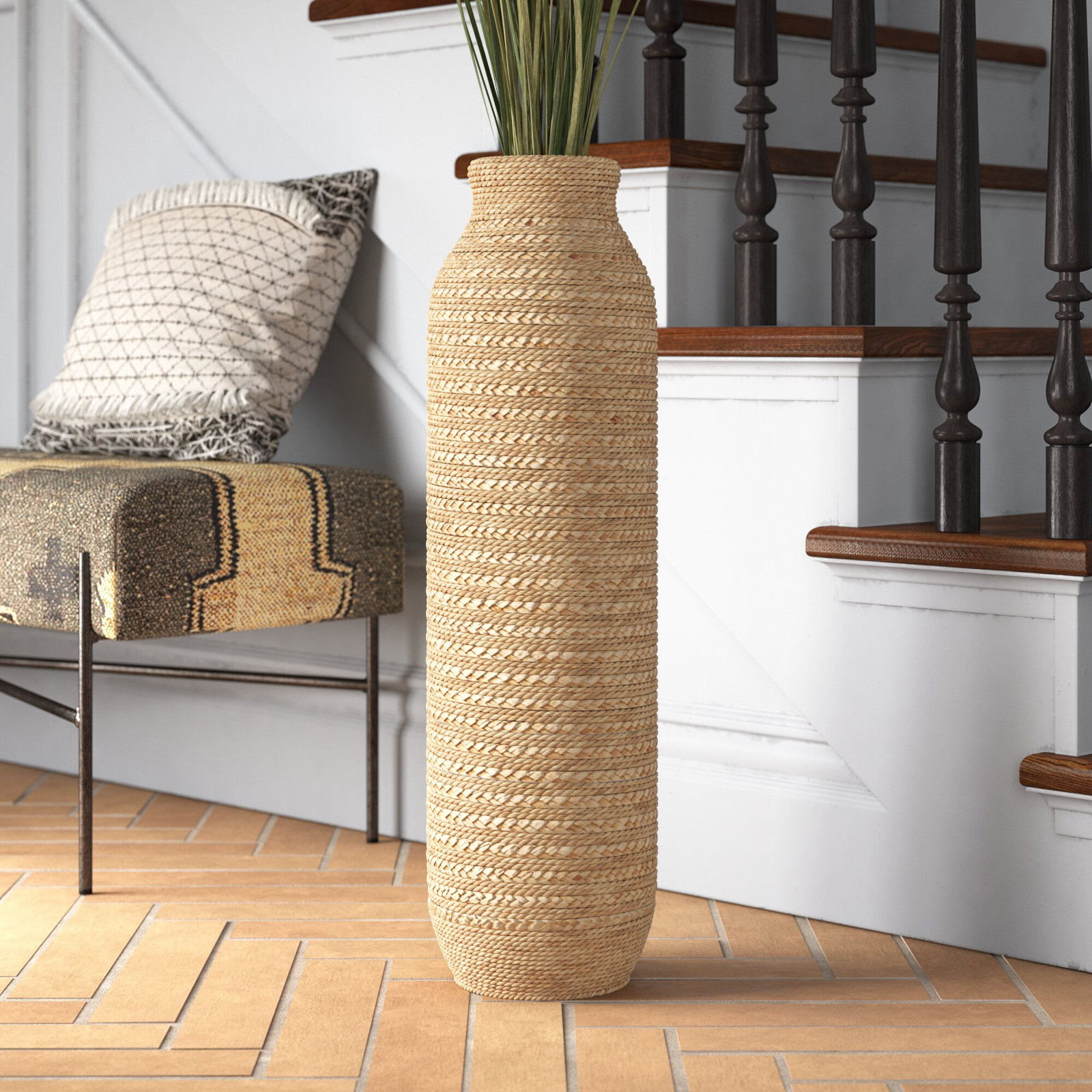 Roshni Seagrass Floor Vase, 31.8" H x 9.15" W x 9.15" D