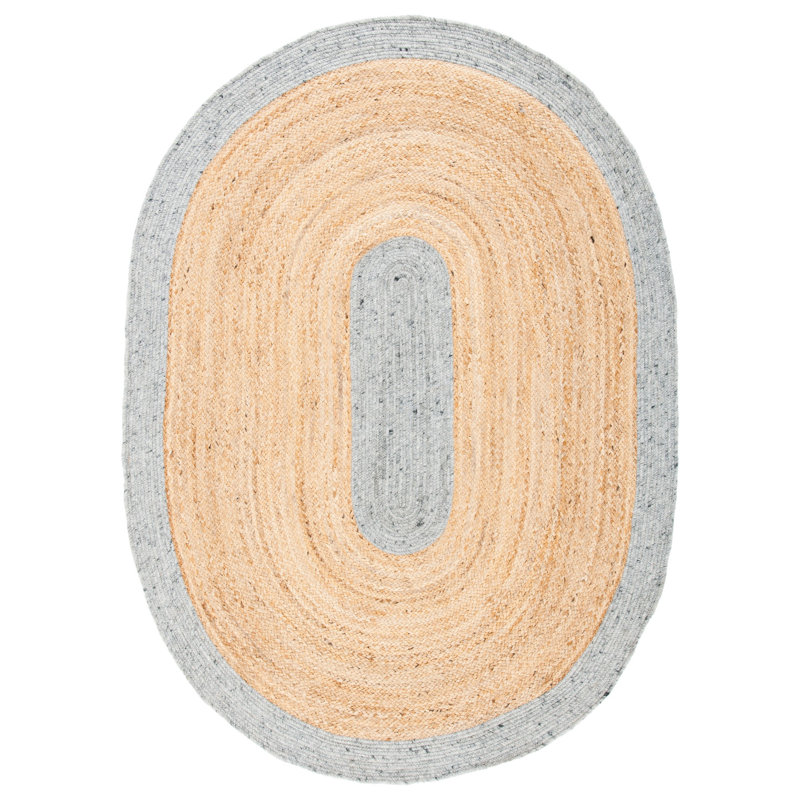 Mann Hand Woven Jute/Wool/Cotton Rug in Natural, Oval 4' x 6'