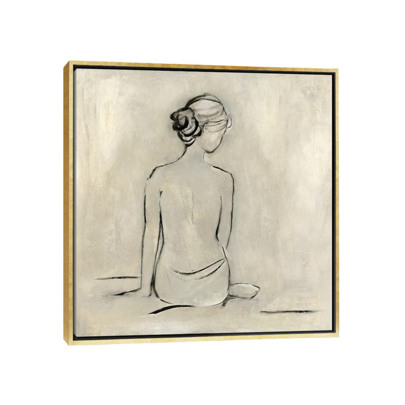 «Bather I» par Sally Swatland - impression d'art graphique, Cadre doré, Pas de tapis, H 26 po x l 26 po x P 1,5 po